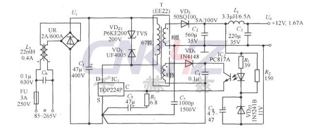 开关直流稳压电源电路 开关直流稳压电源电路