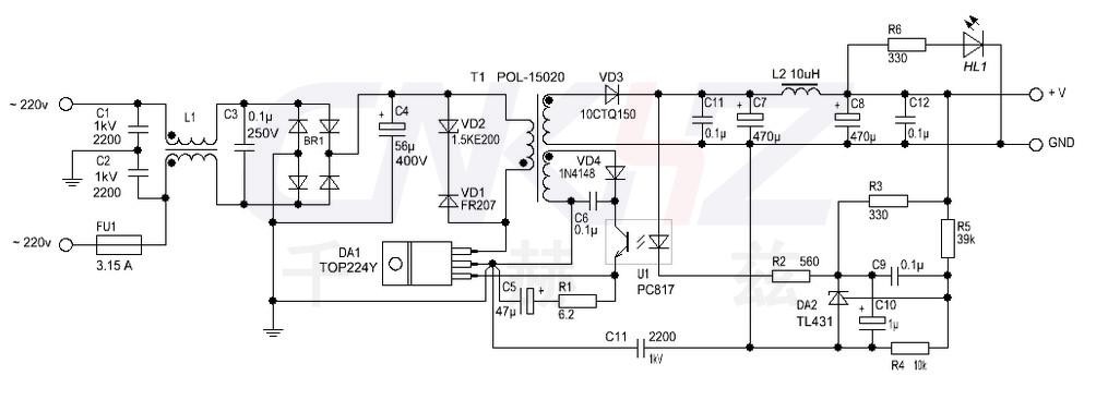 开关模式电源工作原理图